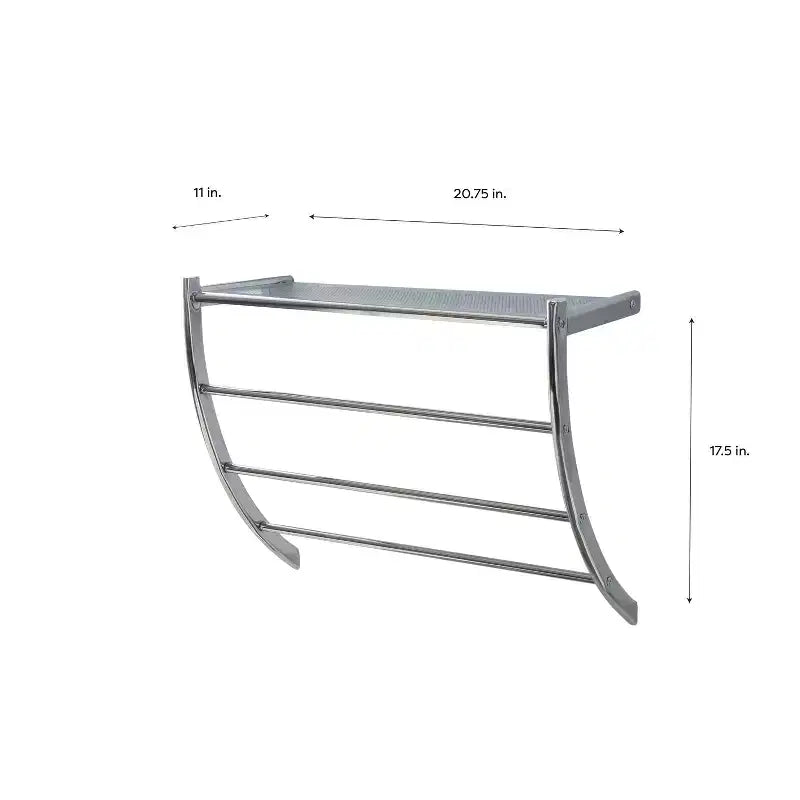 Wall Mounted Bathroom Shelf with 2 Towel Bars Chrome - Organize It All: Metal Storage Organizer with 3 Shelves