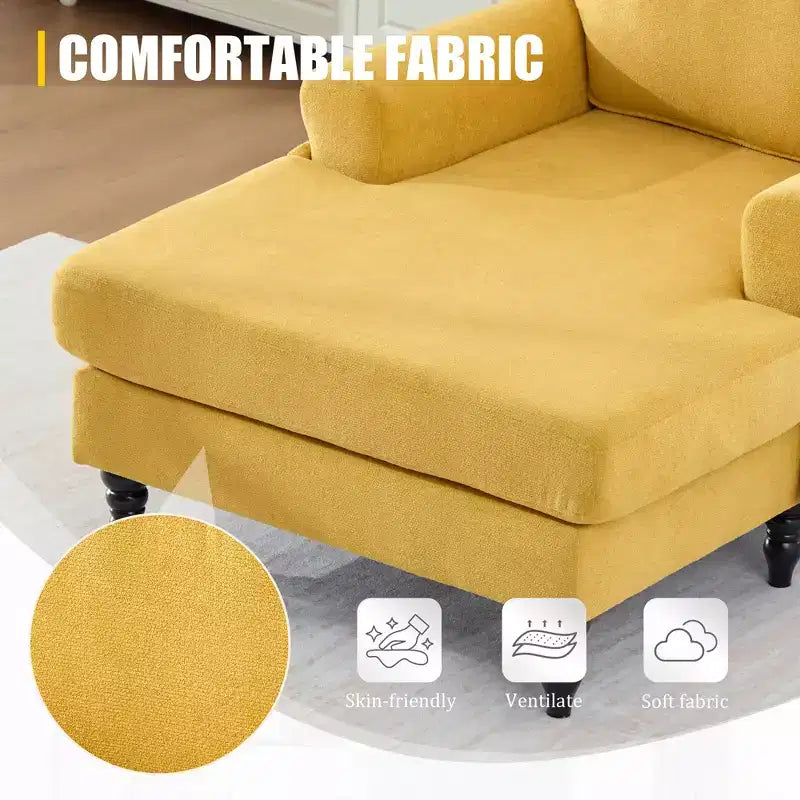 GDFStudio Willa Modern Chenille Upholstered Chaise Lounge