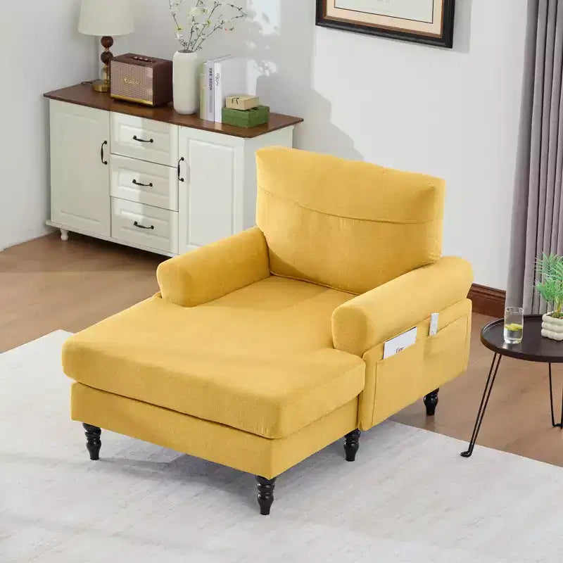 GDFStudio Willa Modern Chenille Upholstered Chaise Lounge