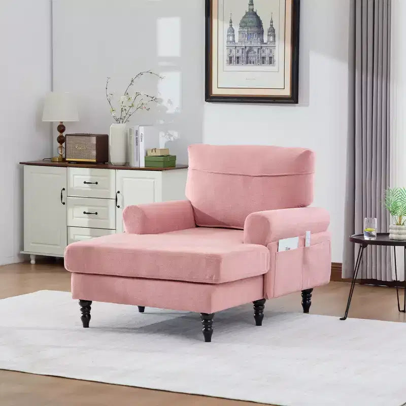 GDFStudio Willa Modern Chenille Upholstered Chaise Lounge