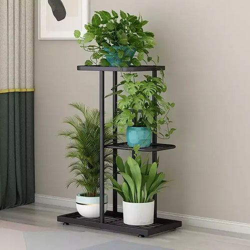 3-Tier 4-Pot Metal Plant Stand: Heavy-Duty, Rust-Resistant & Multifunctional Storage Rack (Versatile for Courtyards/Gardens/Outdoor Use)