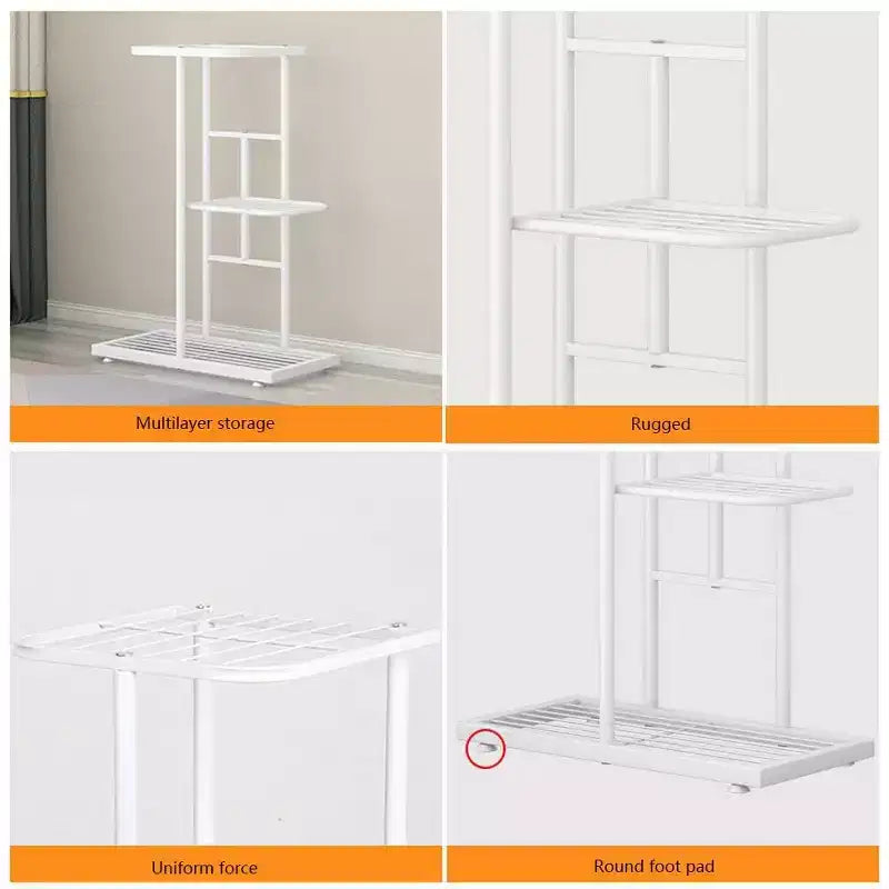 3-Tier 4-Pot Metal Plant Stand: Heavy-Duty, Rust-Resistant & Multifunctional Storage Rack (Versatile for Courtyards/Gardens/Outdoor Use)