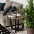 COZAYH Rustic Farmhouse Round End Table, Storage Shelf for Living Room, Set of 2