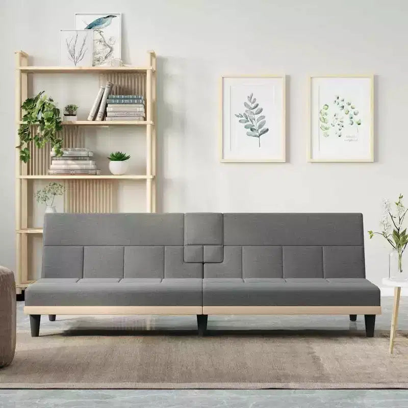 vidaXL Sofa Bed Convertible Sofa Bed with Cup Holders for Living Room Fabric