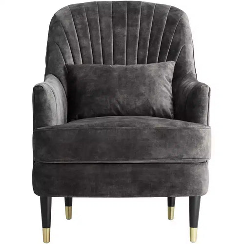 55 Downing Street Austen 28 Wide Tufted Charcoal Gray Velvet Armchair